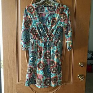 Peaches N Cream printed dress Sz. S EUC